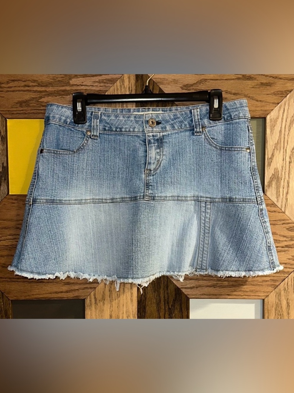 Y2K Micro Mini Jean Skirt Women’s Blue Denim Hydraulic Cotton Blend Stretch Sz 9 - Picture 3 of 6